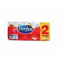 Hartie igienica, Perfex Pure White, 3 straturi alba, 10 role/set