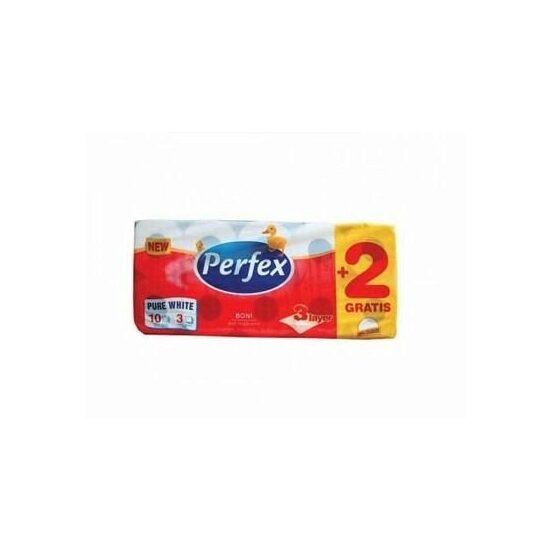 Hartie igienica, Perfex Pure White, 3 straturi alba, 10 role/set